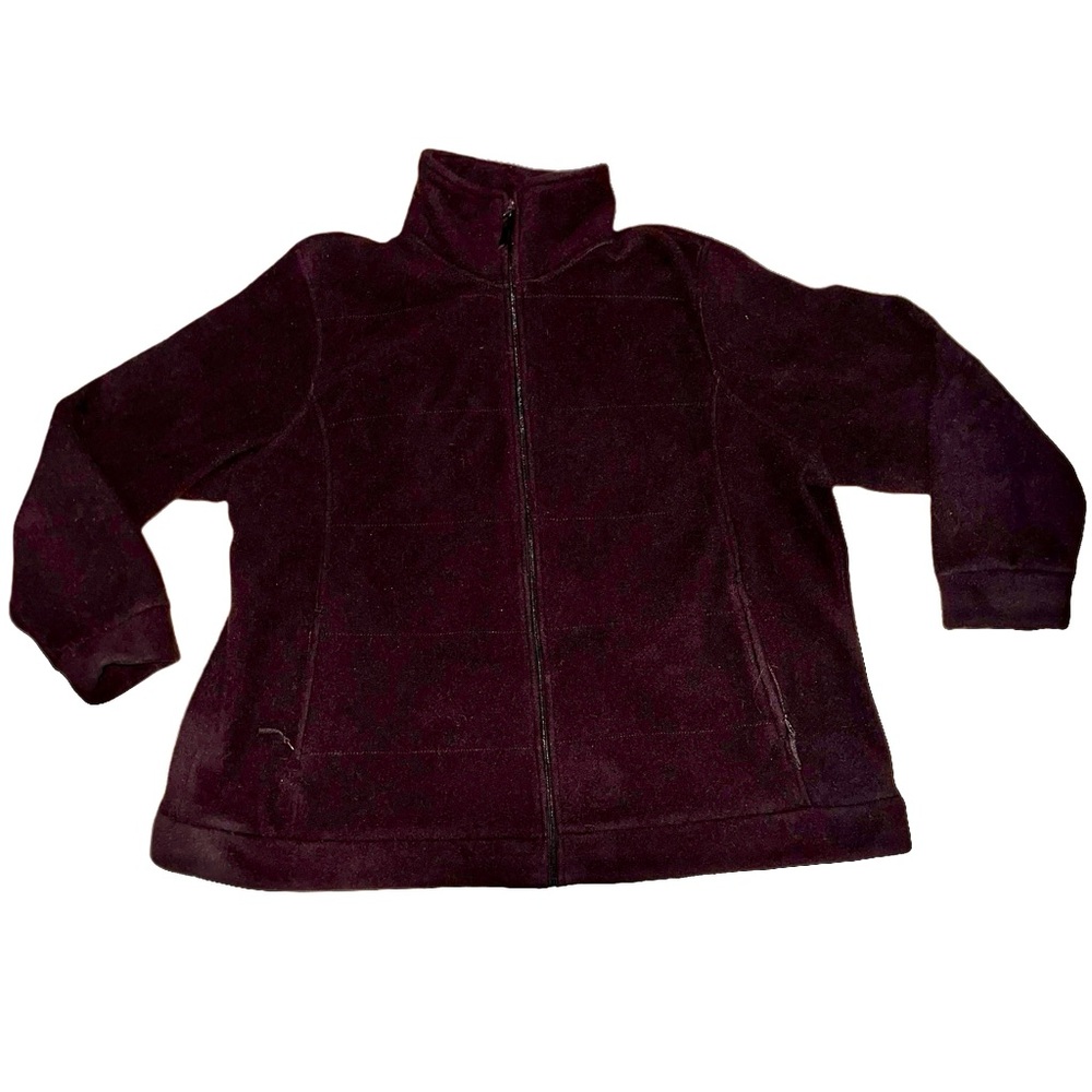 Target Merona Womens Mock Neck Full Zip Brown Fleece Jacket Plus Size 28/30